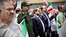 حضور فرمانده سپاه الغدیر استان یزد در راهپیمایی محکومیت جنایات وحشیانه رژیم صهیونیستی