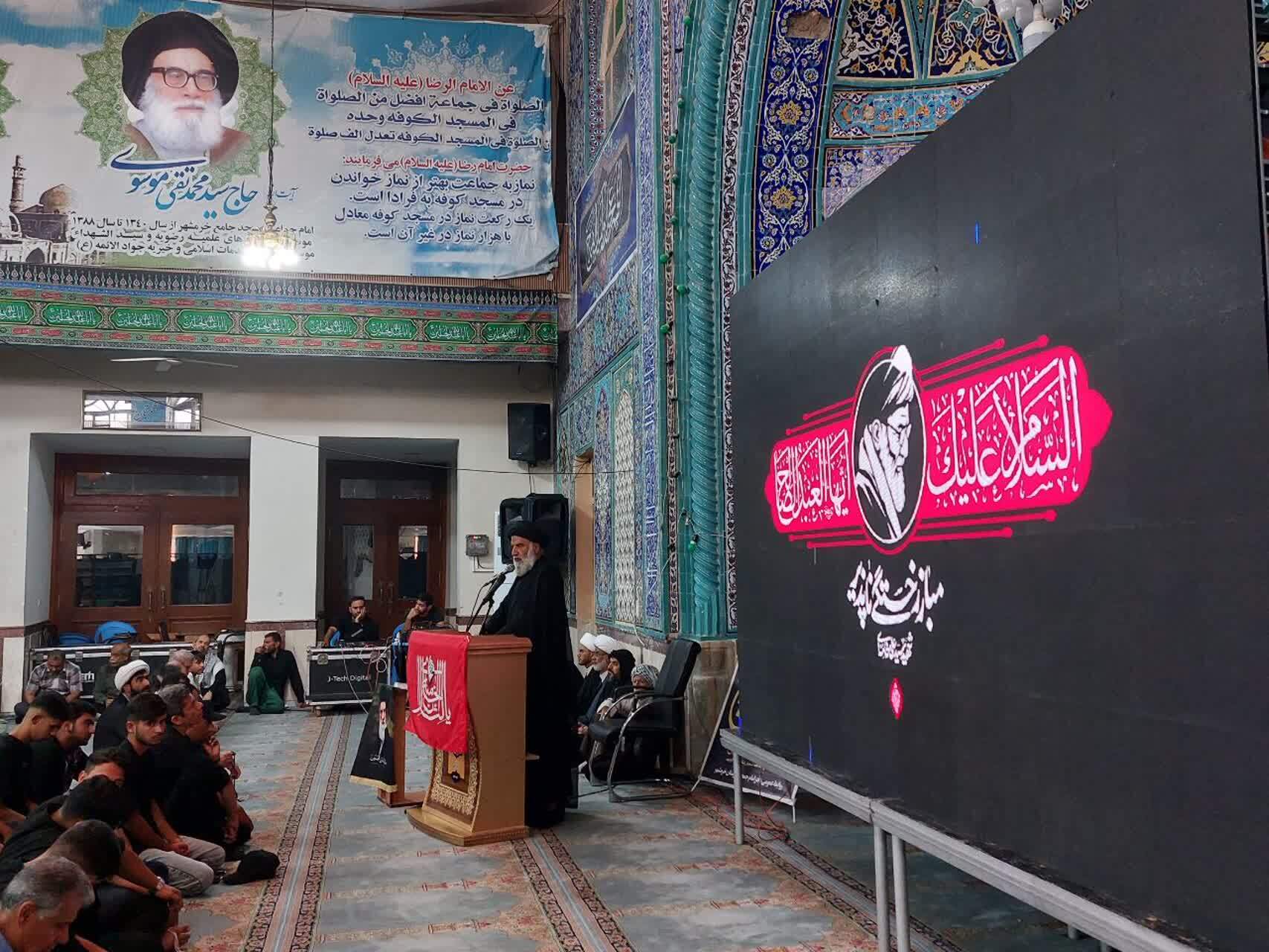 حضور حجت الاسلام والمسلمین موسوی فرد در مراسم هفتم رهبر شهید انقلاب با حضور خرمشهریها در مسجد جامع