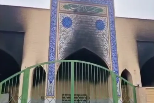 فیلم مدرسه علمیه فولادشهر پس از آتش اغتشاشگران