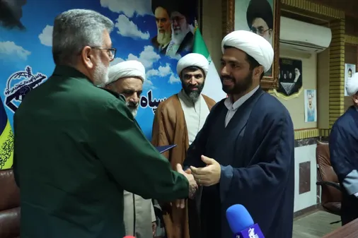 آئین تکریم و معارفه مسئول دفتر امور روحانیون سپاه قدس گیلان