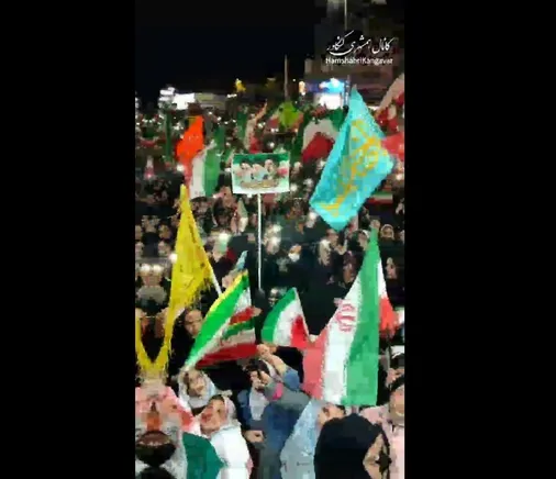 موج سی و هشت اجتماع مردمی لشکر صاحب الزمان / حضور پرشور و خانوادگی مردم کنگاور در میدان شهید سلیمانی