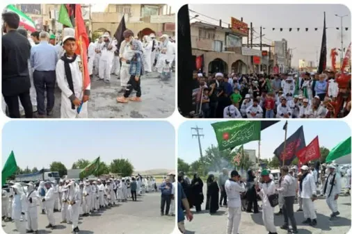 آئین مراسم استقبال از کاروان پیاده&zwnj; روی مشهد مقدس به کربلا در باغملک و قلعه تل برگزار شد