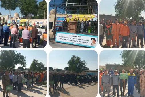 برگزاری صبحگاه مشترک گروه&zwnj;های جهادی در قالب رزمایش جهادگران فاطمی ۶ در محوطه قیدار نبی(ع)