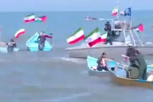 A naval parade also taken place in Babolsar, Iran, along the Caspian Sea, in solidarity with Gaza's people.