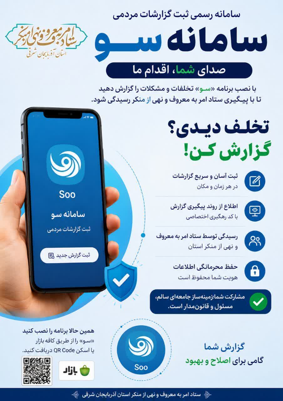 رونمایی رسمی از نرمافزار ملی مطالبهگری «سو» در تبریز رونمایی رسمی از نرمافزار ملی مطالبهگری «سو» در تبریز