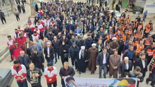 راهپیمایی حماسی روز قدس با حضور پرشکوه مردم در روانسر برگزار شد